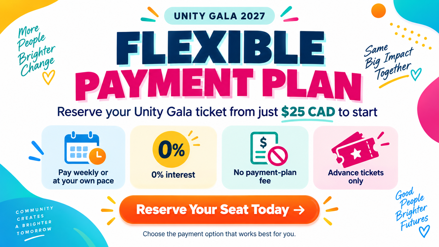 Unity Gala 2027 flexible payment plan